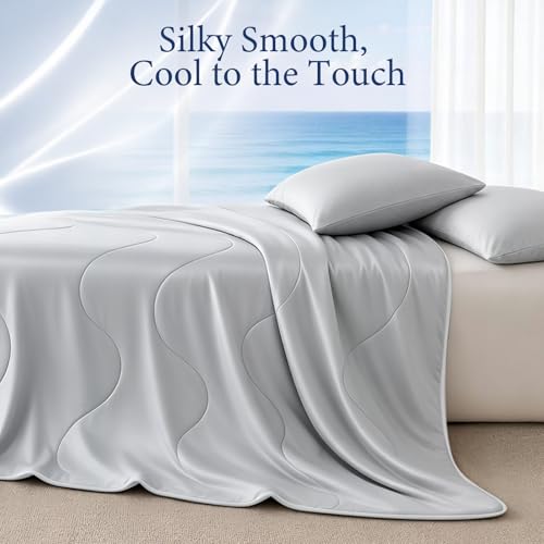 Cooling Comforter for Hot Sleepers, Queen 90x90, Silver Gray
