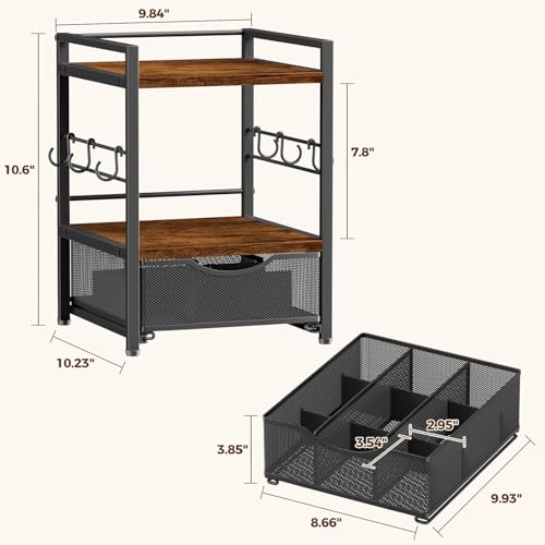 Plaviya 3-Tier Tea Bag Organizer with Drawer for Countertop – Kitchen & Tea Bar Storage