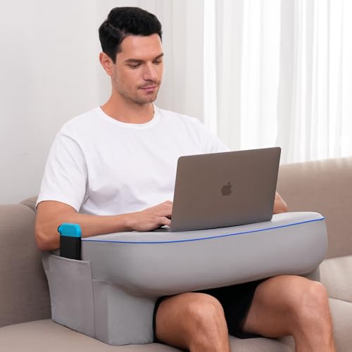 Keduwa L-Gray Reading Pillow with Lap Desk & Arm Support