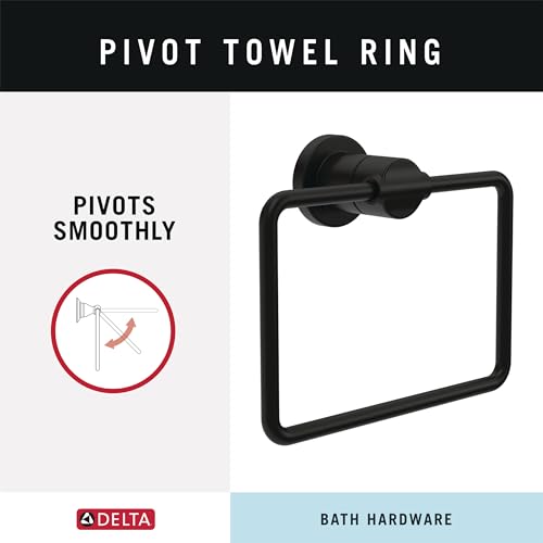 Delta Matte Black 4-Piece Bathroom Set Towel Rack Ring Toilet Paper Holder Hook - Nicoli