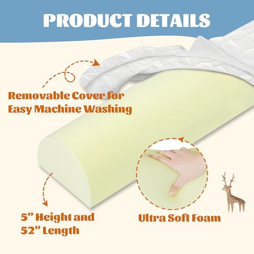 2 Pack Toddler Bed Bumpers Memory Foam Safety Guard Rail for All Bed Sizes