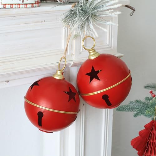 Z&Z Ornamentorum 1pc Red Giant Christmas Bell Decor 8.3x8.3x11in Rustic Handmade