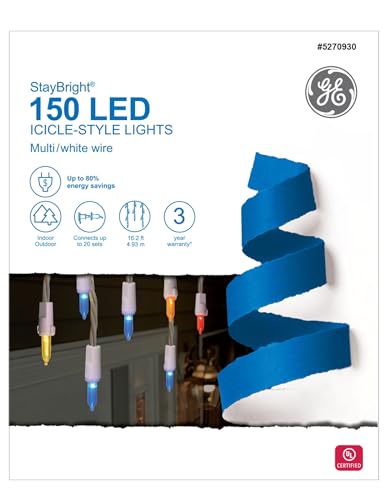 GE StayBright Icicle-Style LED Lights 150ct Multicolor (16.25 ft) - Sepras