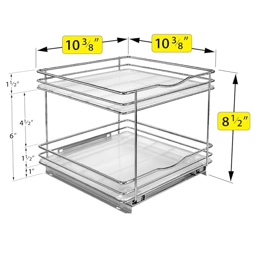 LYNK PROFESSIONAL Chrome Pull-Out Spice Rack for Cabinets 10-1/4" 2-Tier