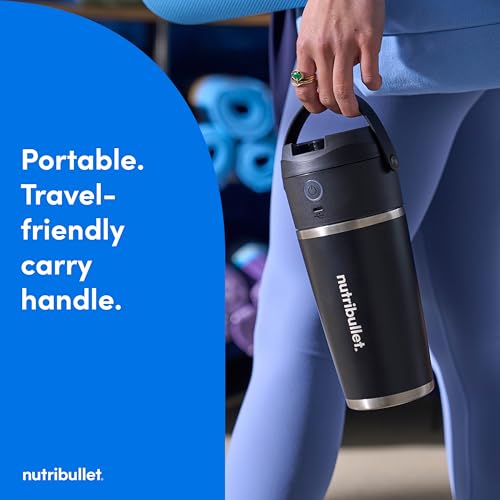NutriBullet Flip Portable Blender 20 oz Black Insulated Cup Cordless NBPB50350AK