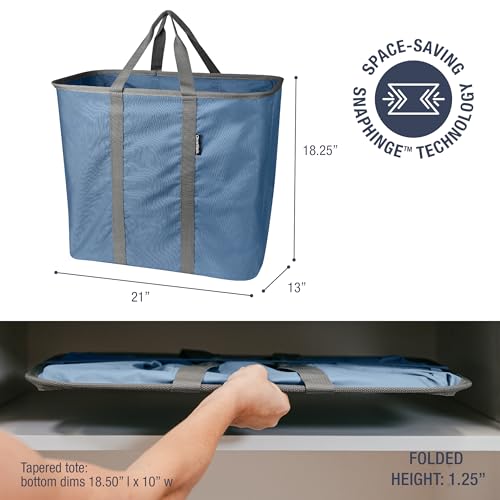 CleverMade Collapsible Laundry Caddy 2-Pack Denim Gray - Portable Laundry Basket & Organizer