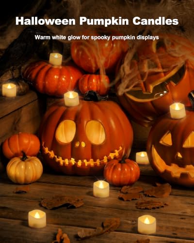 Homemory 72-Pack Flickering Flameless Tea Light Candles - Warm White, White Base, 200+ Hours Runtime
