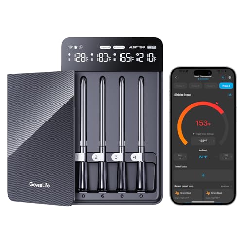 GoveeLife Wireless Meat Thermometer with 4 Probes, App & Alerts