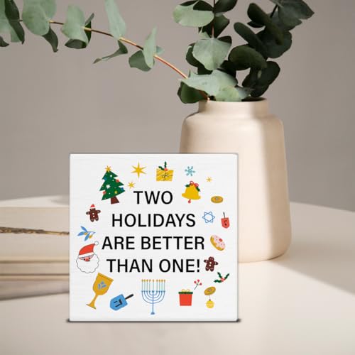 Christmas Hanukkah Decor Two Holidays Are Better Than One Wood Sign