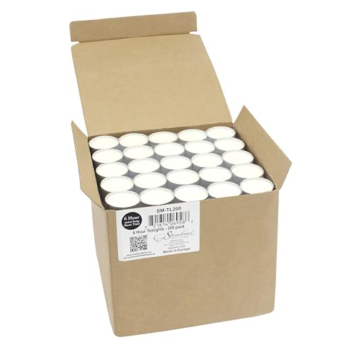 200 Pack Unscented Long Burning White Tealight Candles - Smokeless, 6-7 Hour Burn Time