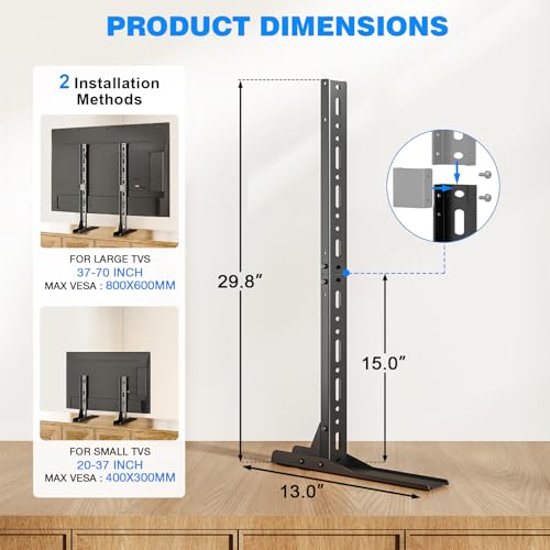Rfiver Universal TV Stand Mount for 20-75 Inch Flat & Curved TVs, VESA Up to 800x600