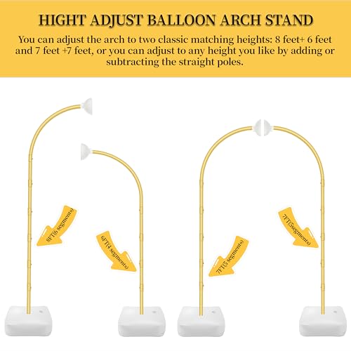 Gold Balloon Arch Kit with Adjustable Half Arch Stand - 8.2FT & 6FT