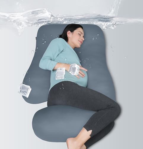 Pregnancy Pillows U Shape Full Body Maternity Pillow with Cooling Cover - Grey, 57 Inch