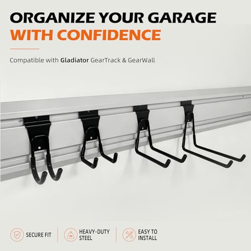 Lyrzzey Black Heavy-Duty Metal Utility Wall Hooks 10 Pack for Gladiator GearTrack & GearWall