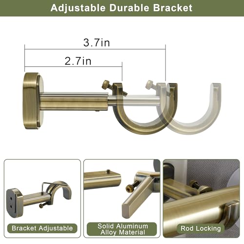 Vimayta Antique Bronze 1-1/8 Inch Heavy Duty Telescoping Curtain Rod 144-240"