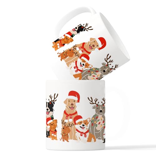 Multicolor Christmas Dog Coffee Mug - Funny Dog Lover Gift 11oz Ceramic
