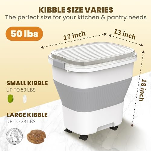 HOYTAMDAR 50Lbs Collapsible Airtight Food Storage Container - Grey