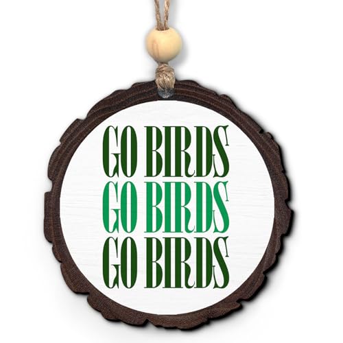 Go Birds Football Wooden Christmas Ornament - Sports Fan Decor Gift