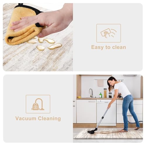 KIMODE Anti-Fatigue Kitchen Mats Set of 2, Farmhouse Abstract Rugs 20x71 + 20x32 inches, Waterproof & Non-Slip Comfort Mats