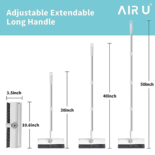 White 3-in-1 Floor Scrub Brush with Long Handle - Heavy-Duty Stiff Bristles & Scraper, 2 Pack