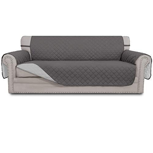 Reversible Couch Cover for 4 Seater Sofa - Gray & Light Gray, XX-Large