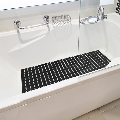 Non Slip Shower Mat 37.4 x 15.7 Inches Black Bath Mat for Tub Safety