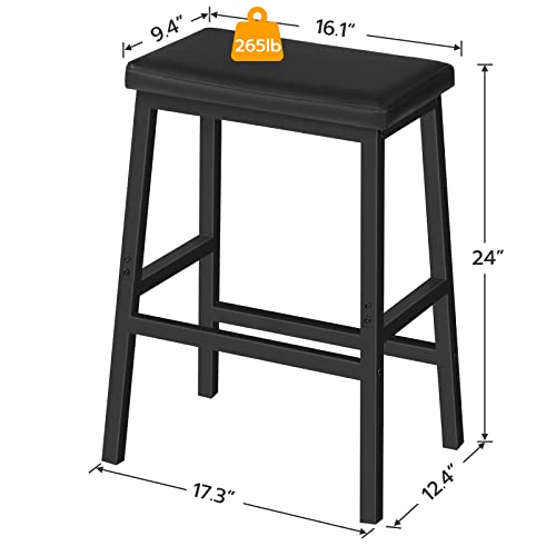 HOOBRO Black Counter Height Bar Stools Set of 2 - Upholstered Kitchen & Dining Chairs