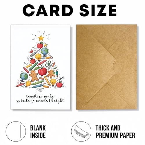 Podagree Teacher Christmas Card XS4 Spirits Bright - Classroom Thanks Gift