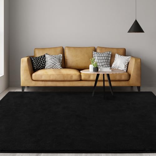 Large Modern Area Rug 7x10 Feet Black - Soft Non-Slip Living Room & Bedroom Carpet - Variation of THIS listing
