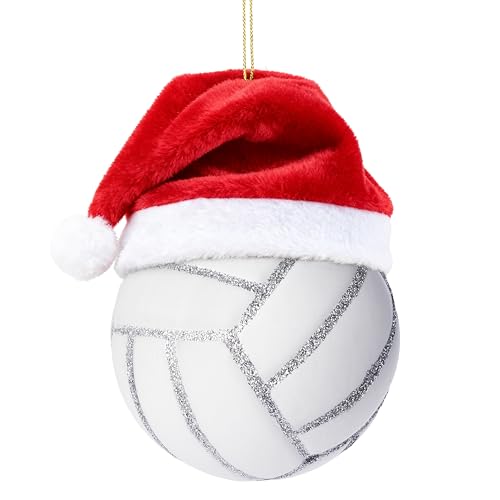 Joiedomi Santa Hat Volleyball Glass Ornament – Small Tree Decor 4.5in