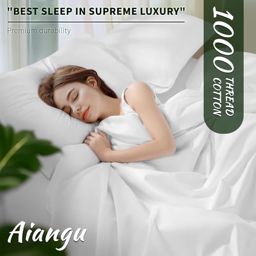Queen White Egyptian Cotton 1000 Thread Count Bed Sheet Set - Luxury & Soft