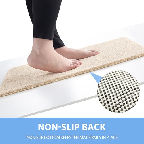 Non-Slip Bathtub Mat 36x24 Inches - Quick Dry, Anti Slip Shower Rug - Beige