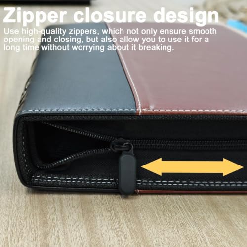 CD DVD Storage Binder with Zipper PU Leather Cover 3 Pack - Black Brown