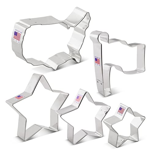 Ann Clark 4th of July Patriotic Cookie Cutter Set - Made in USA, 5 Pieces