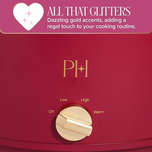 Paris Hilton 6-Quart Manual Slow Cooker Berry - Family Size, Nonstick Ceramic