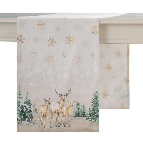 Maison d'Hermine Deer in the Woods Table Runner 100% Cotton 14.5" x 108" (Double Layer)
