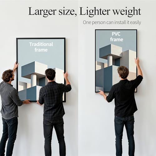 Lavezee 24x36 Black Poster Frame 3-Pack - Easy Slide-In, Tool-Free Assembly, Plastic