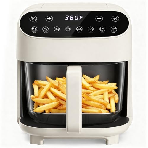 Electactic 5QT Glass Air Fryer - White, Coating-Free, PFAS & Toxin Free