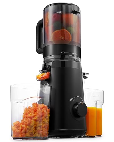 TUUMIIST Black Cold Press Juicer with Extra Large 5.8" Feed Chute, High Juice Yield