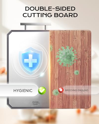 SNOWCLAD Stainless Steel Cutting Board Set - Large 16x11 Inch Non-Toxic Kitchen Chopping Board