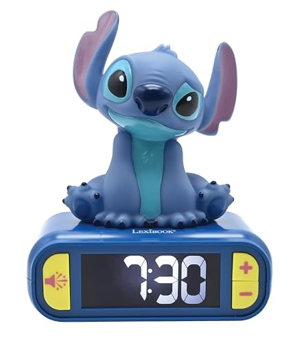Stitch Nightlight Alarm Clock - Sleep-Friendly LCD, 6 Ringtones, Snooze
