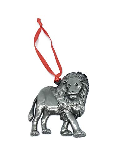 Lion Christmas Ornament Pewter Charm Holiday Decor Gift