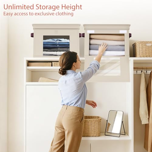 Univivi Light Beige Front Opening Closet Storage Bins - 16.5'' 4 Pack