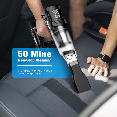 Black Cordless Car Vacuum Cleaner 35000PA Strong Suction Handheld with Dual Batteries