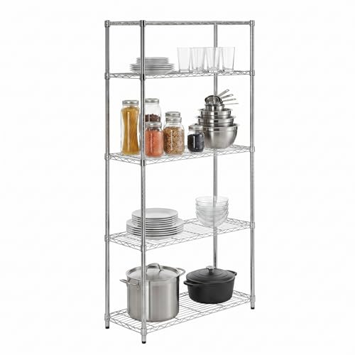 Heavy Duty Adjustable Shelving Unit - Chrome Wire Rack, 200 lbs Per Shelf, 5 Tiers, 36x14x72 in — Variation of 200 lbs Per Shelf / Chrome / 5