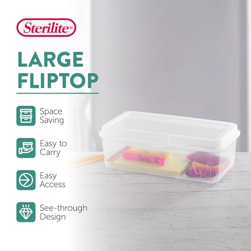 Sterilite Large Rectangular FlipTop Storage Boxes 1.7 Cu Ft 6-Pack