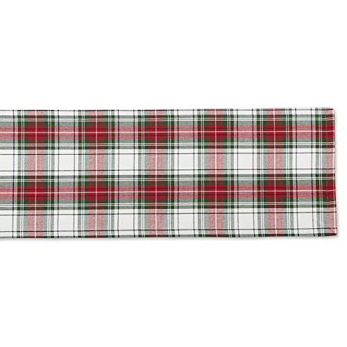 DII Holiday Tartan Plaid Table Runner 14x108 Inches Red Green White