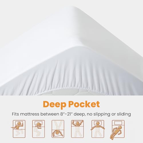 White Checkered King Size Cooling Mattress Topper 78x80 Inches - Deep Pocket, Quilted Fitted Protector