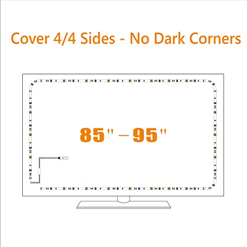 85-95 Inch TV LED Backlight Kit with Remote - USB Powered TV Backlight Lights