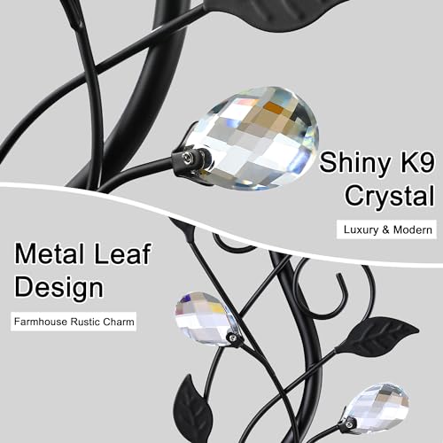 Sheetea Black 24.5'' Set of 2 Leaf & Crystal Bedroom Table Lamps